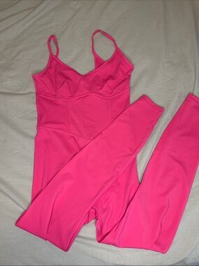 JoyLab Bright Pink Seam-Detail Stretch Sports Jumpsuit